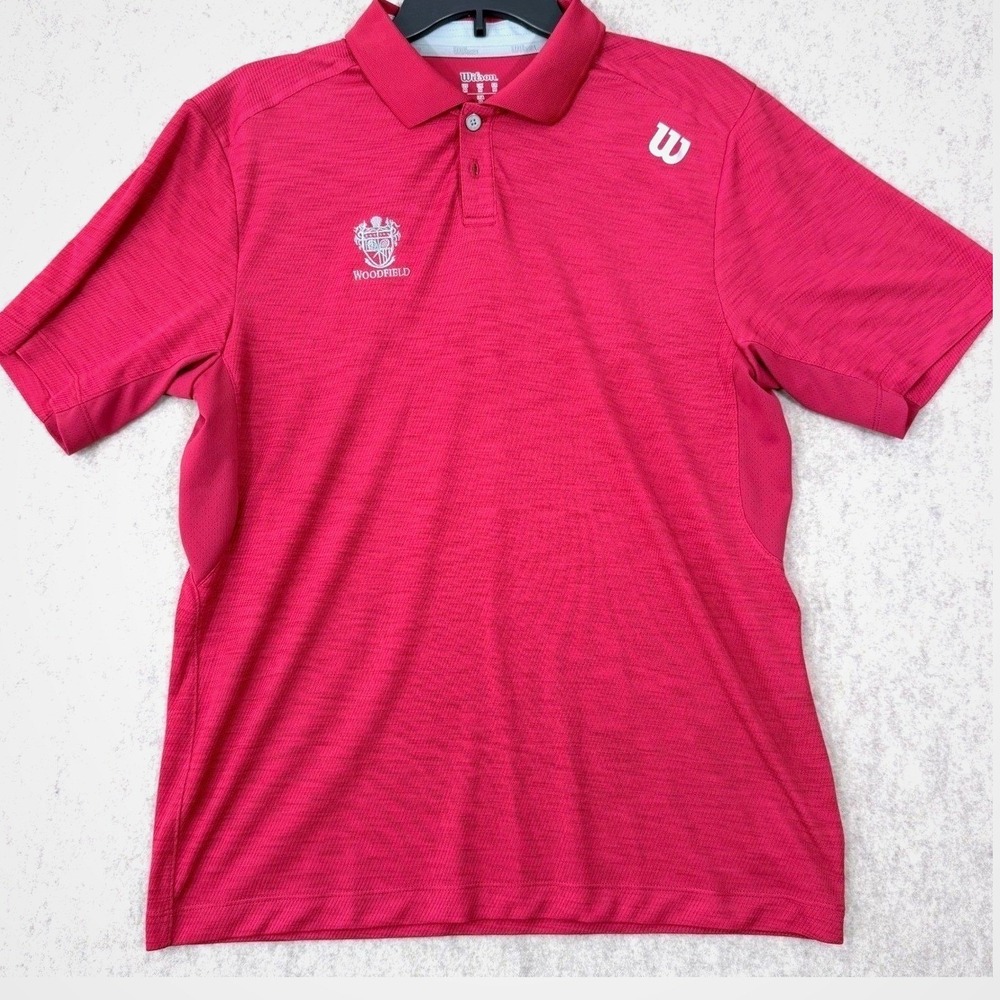 Wilson Woodfield Perf Polo‎ Shirt Mens M Red Tennis Golf Athletic WRA731304